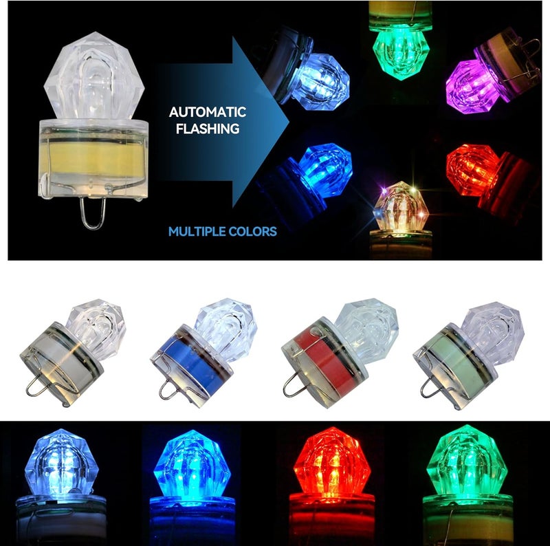 DunkTeam 5PCS Diamond Fishing Lamp,Deep Drop Fishing Light Flashing LED Fishing Lure,Underwater Flasher Lures,Water-Activated Fishing Flicker Attractant - Image 2